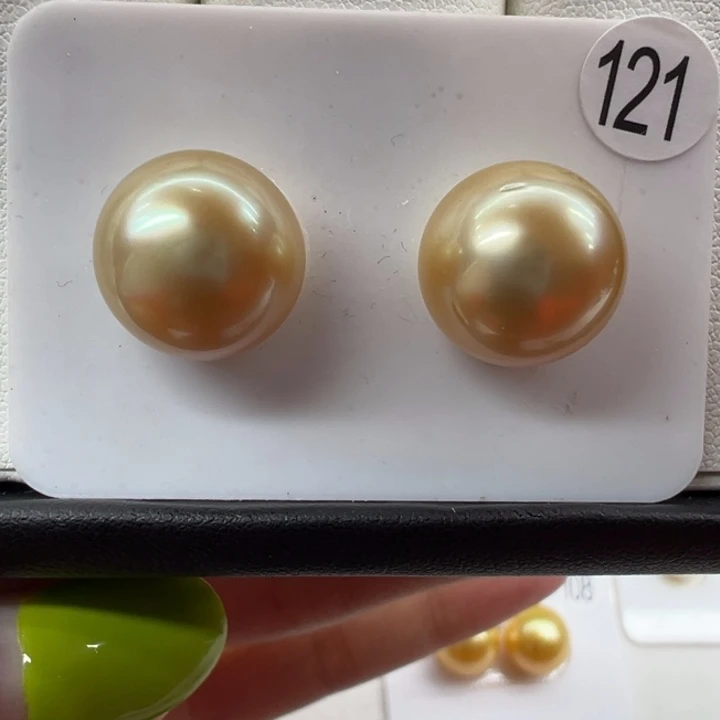 海水珍珠未镶嵌金珠对珠裸珠13+mm
