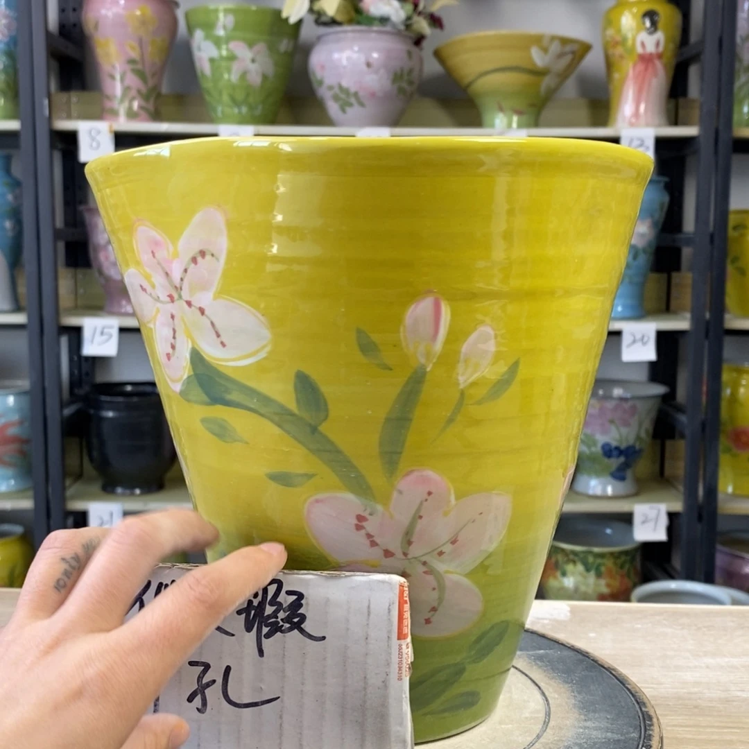 景德镇手工手绘陶瓷花盆