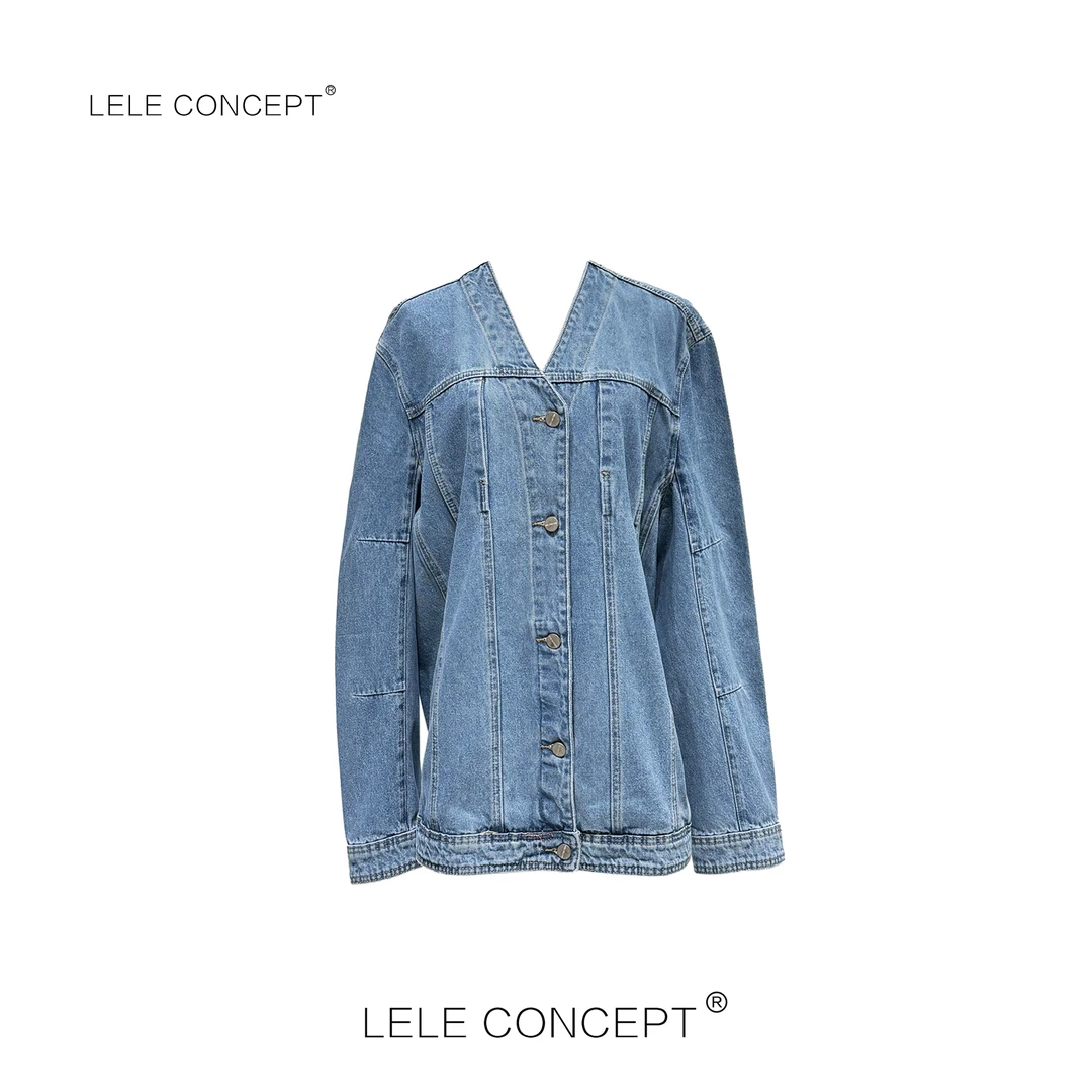 LELE CONCEPT｜【精选推荐】时尚气质洋气无领牛仔衣Y0568