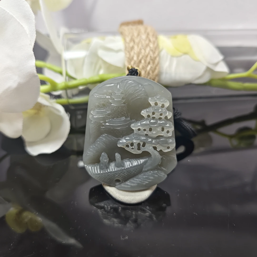B和田玉山水吊坠0224