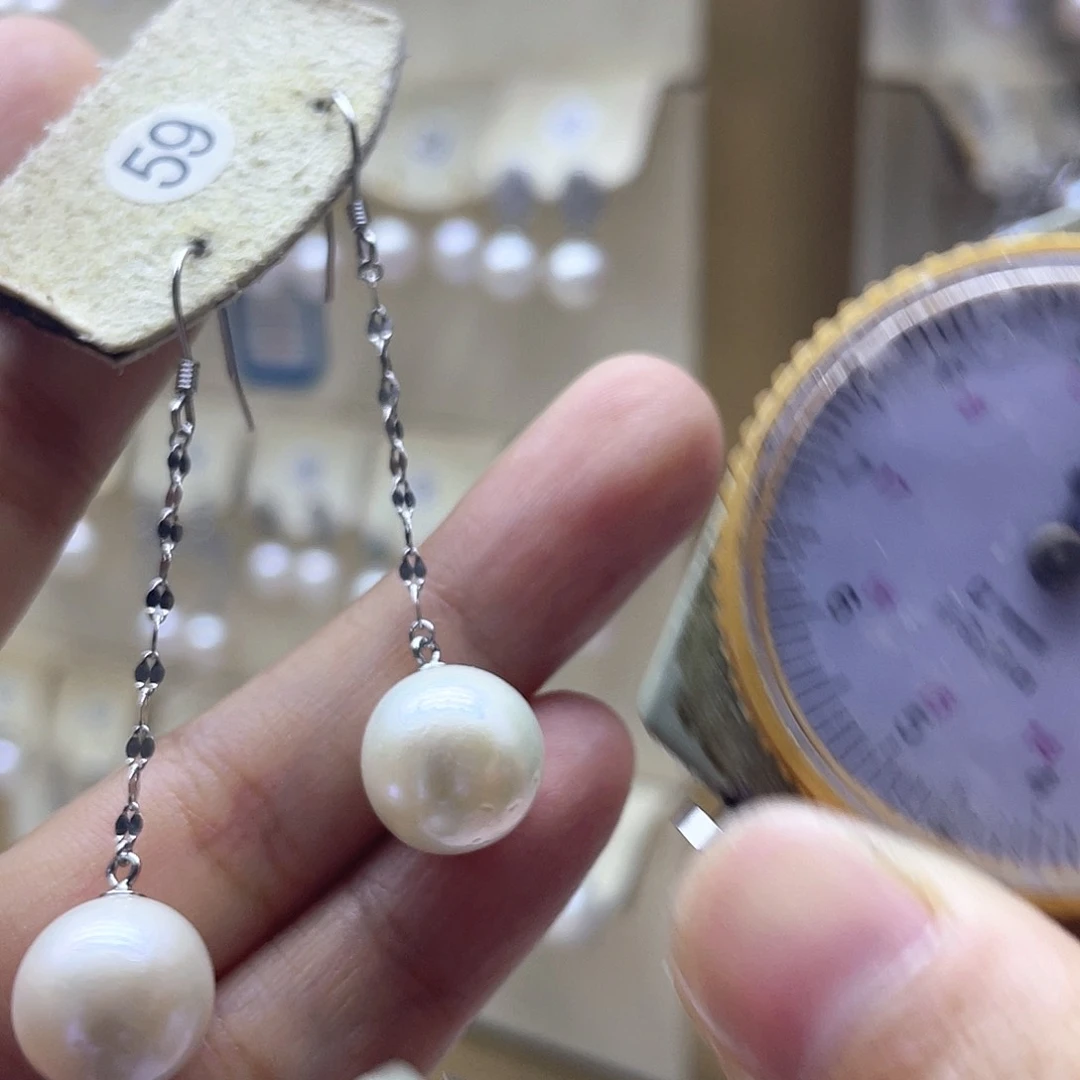 银S925镶嵌淡水珍珠耳饰