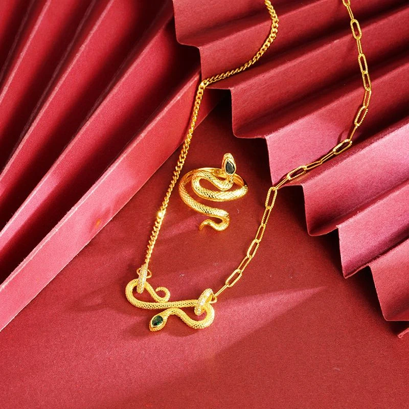 铜合金项链 生肖蛇两件套 #T039 新疆包邮
