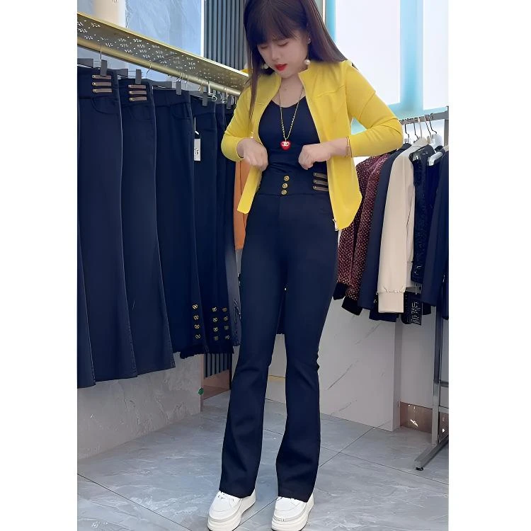 2025春季新款中高腰弹力裤小众高级感遮肚子显瘦洋气时尚打底裤潮