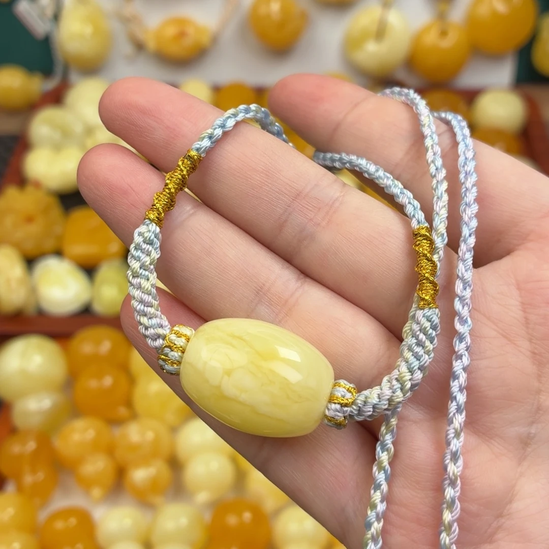 蜜蜡未镶嵌毛衣链蜜蜡