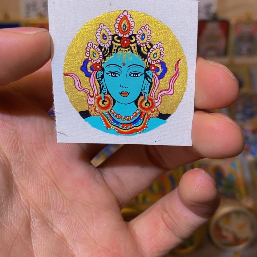 吊坠W*.绿度母纯手绘唐卡