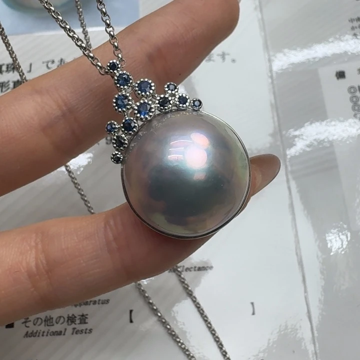 18K金镶嵌拼合珍珠（马贝珠）颈饰