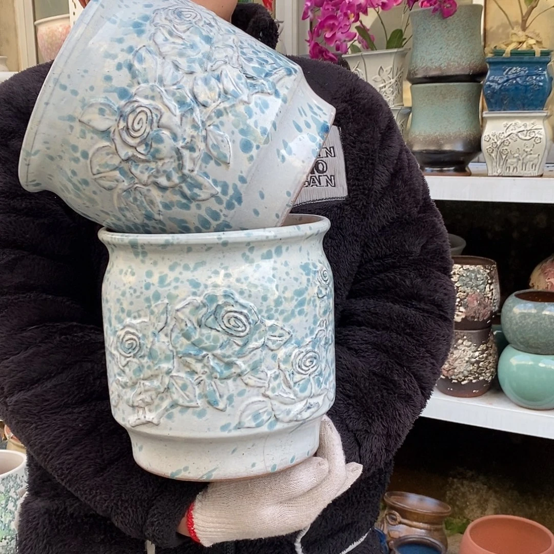 紫砂花盆口20高20处理俩个