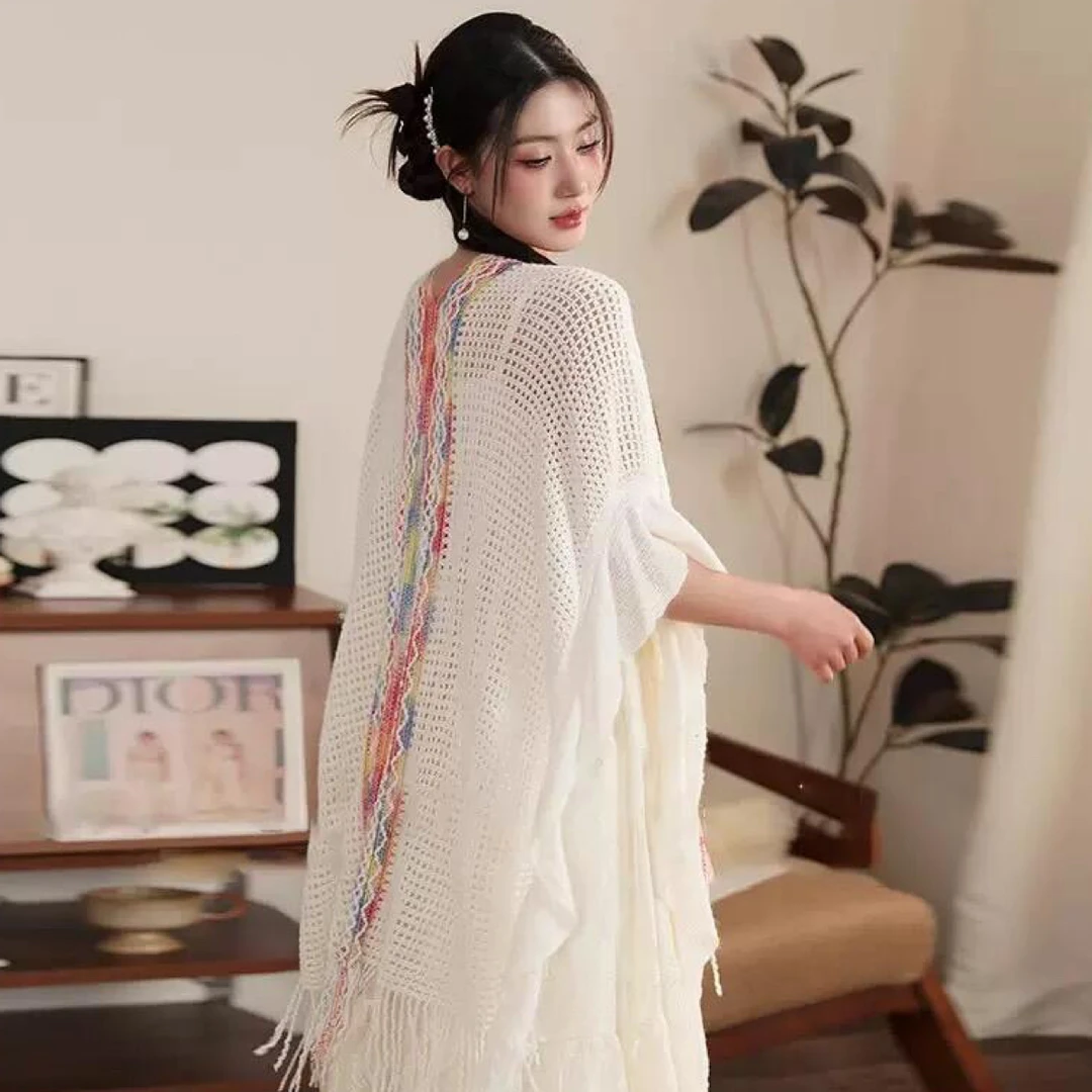 仙气温柔风披肩日常百搭异域风情穿搭开衫海边旅游披风空调外套