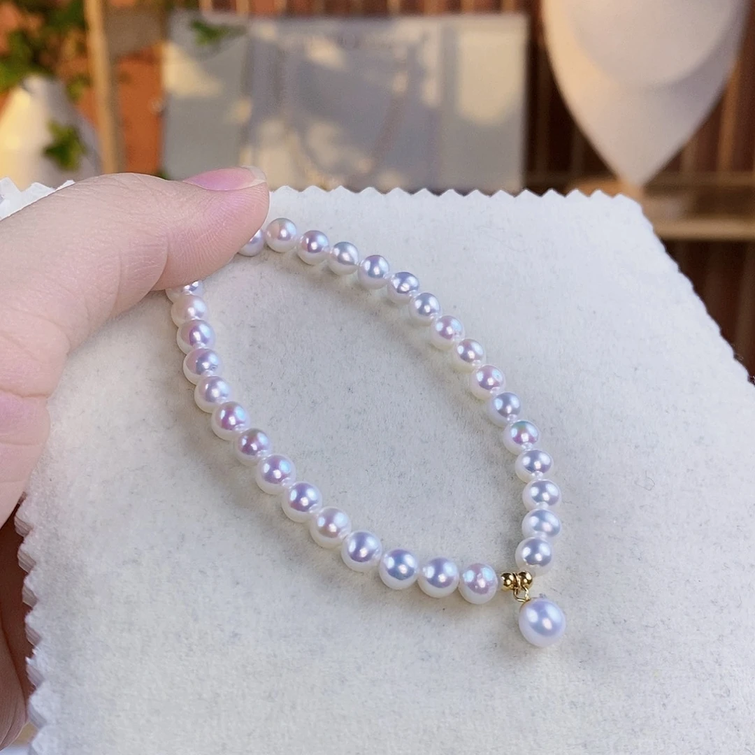 淡水珍珠手绳18K金镶嵌