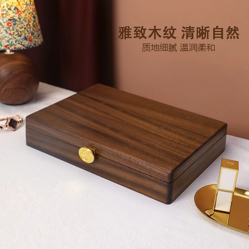 首饰盒/箱 实木首饰收纳盒带锁黄金珠宝手链戒指高档精致首饰盒
