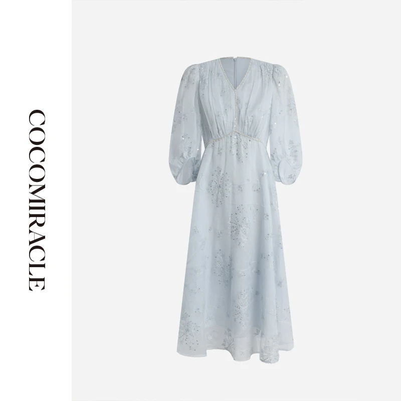 董小姐【揉碎星光】新款V领连衣裙Q53LYQ625