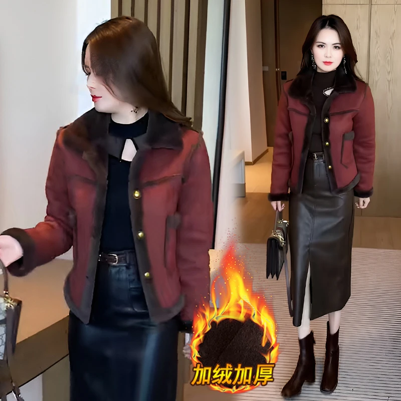 时尚加绒加厚短款外套女2024年秋冬季新款洋气质显高显瘦保暖棉服