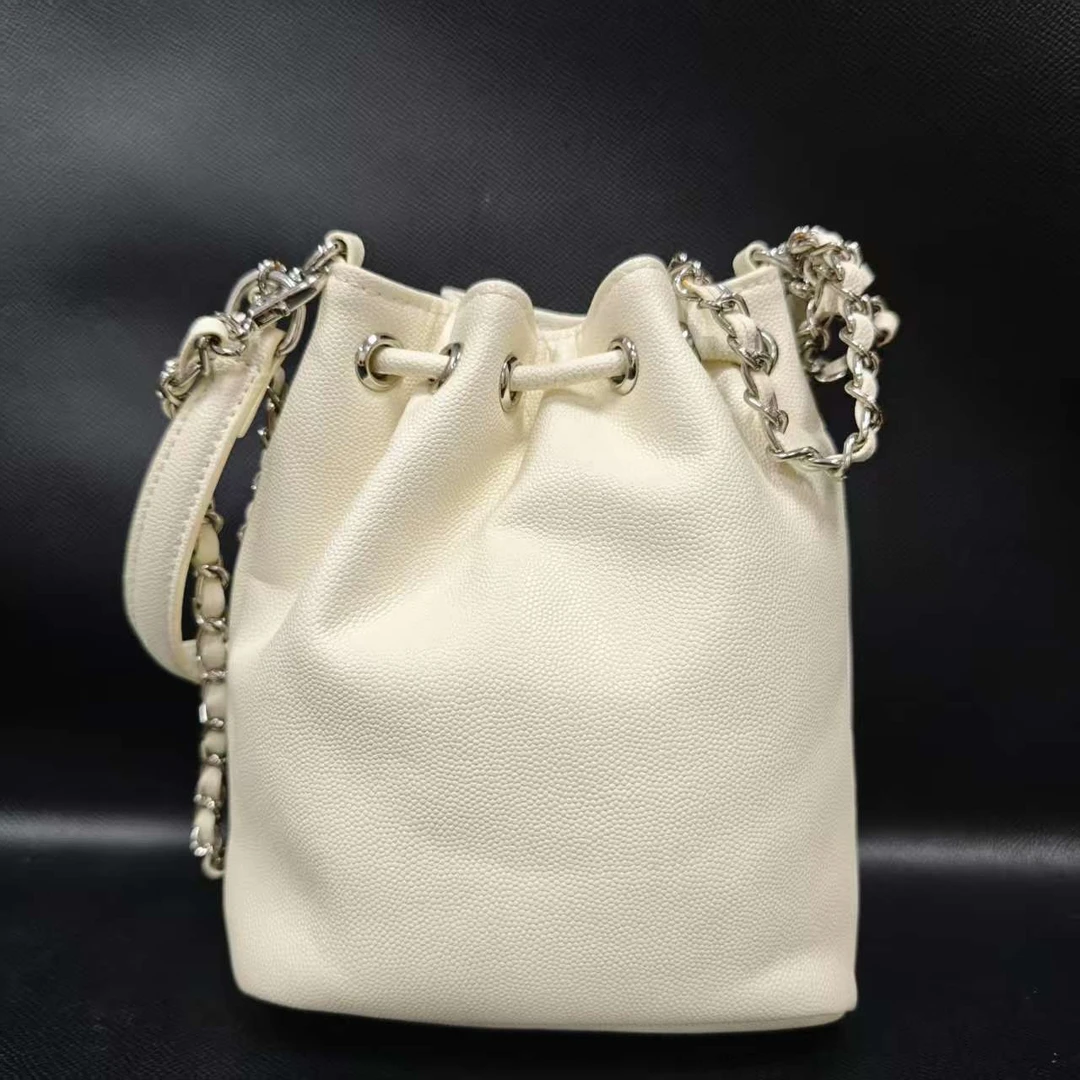 SMVP · 高定奢品 潮流真皮新款女包斜跨包水桶 0583 白色