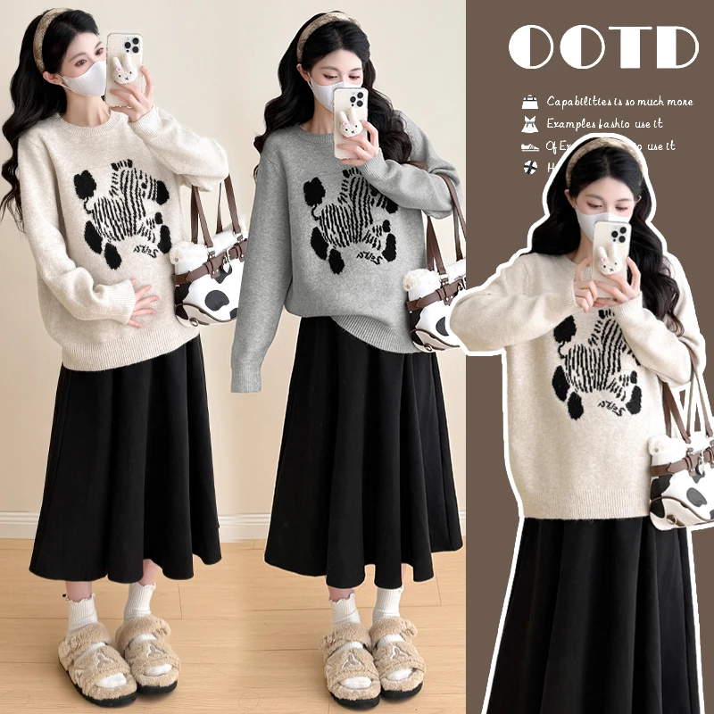 2025冬季新品卡通宽松休闲毛衣大码两件套