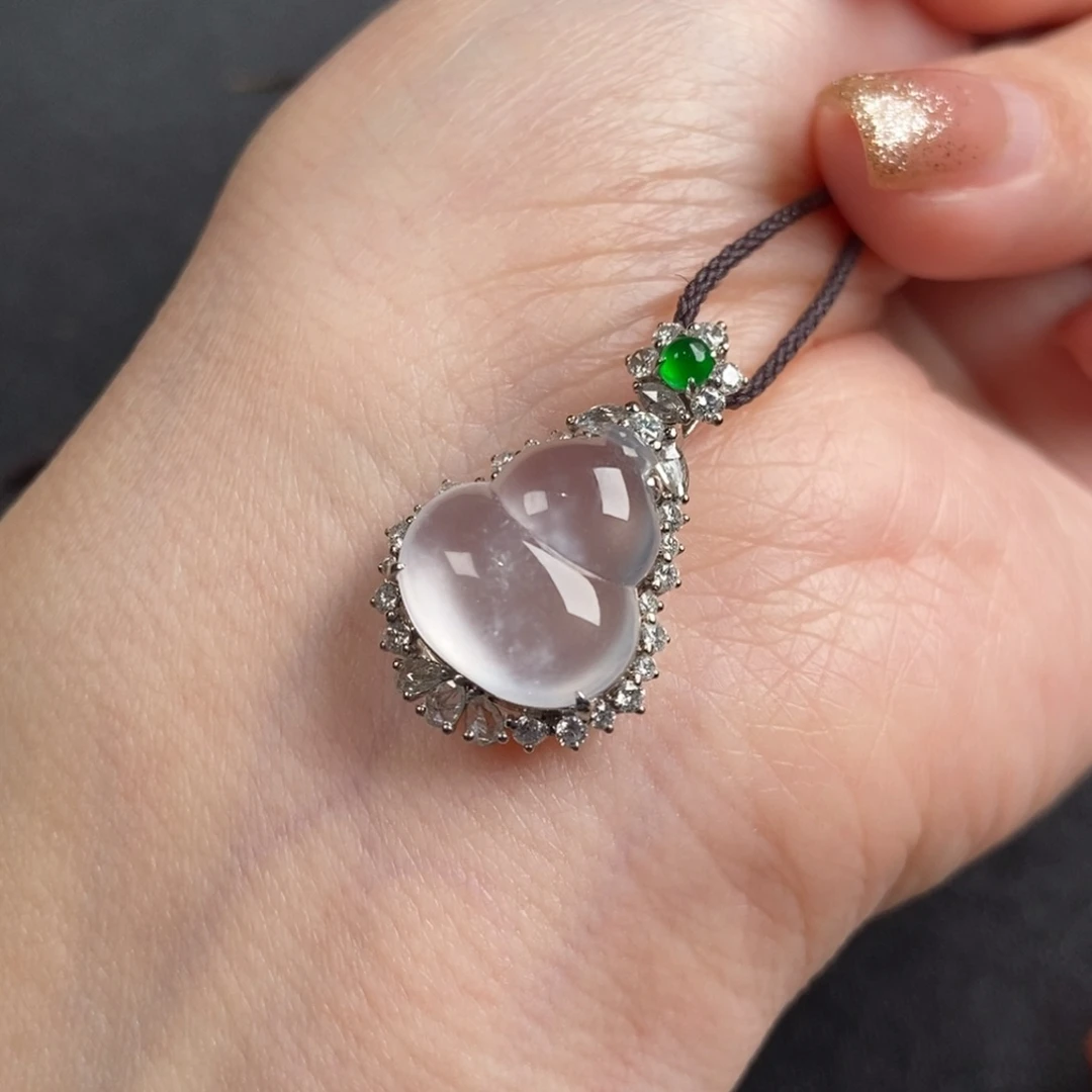 翡翠颈饰18K金镶嵌13.8-12.2