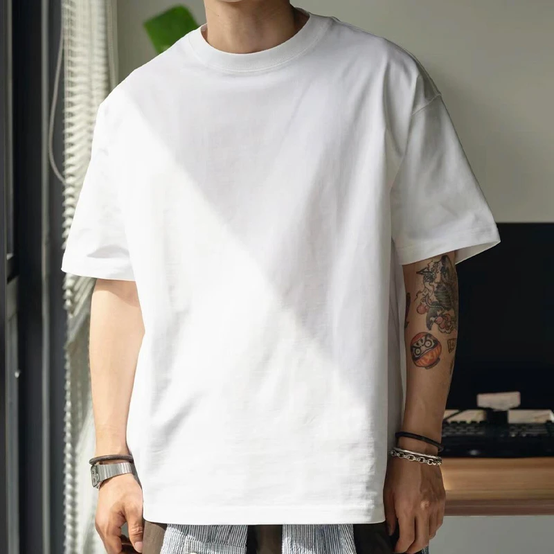 「Cotton/棉简」300g重磅100%纯棉短袖T恤男装夏季高级感白色打底衫