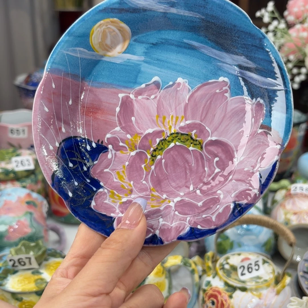 瓷片景德镇手绘高温釉下彩陶瓷茶具