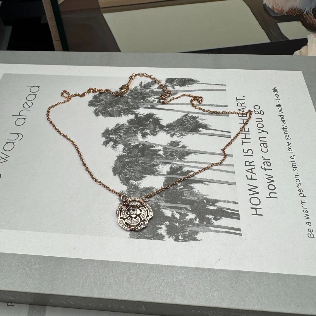 铜合金项链 气质轻奢时尚复古金色带钻满钻镶钻项链xl2275