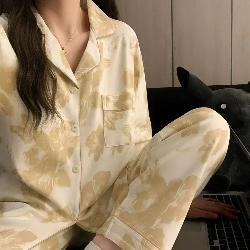 长袖长裤耐磨秋季睡衣家居服套装家居服宽松睡衣女