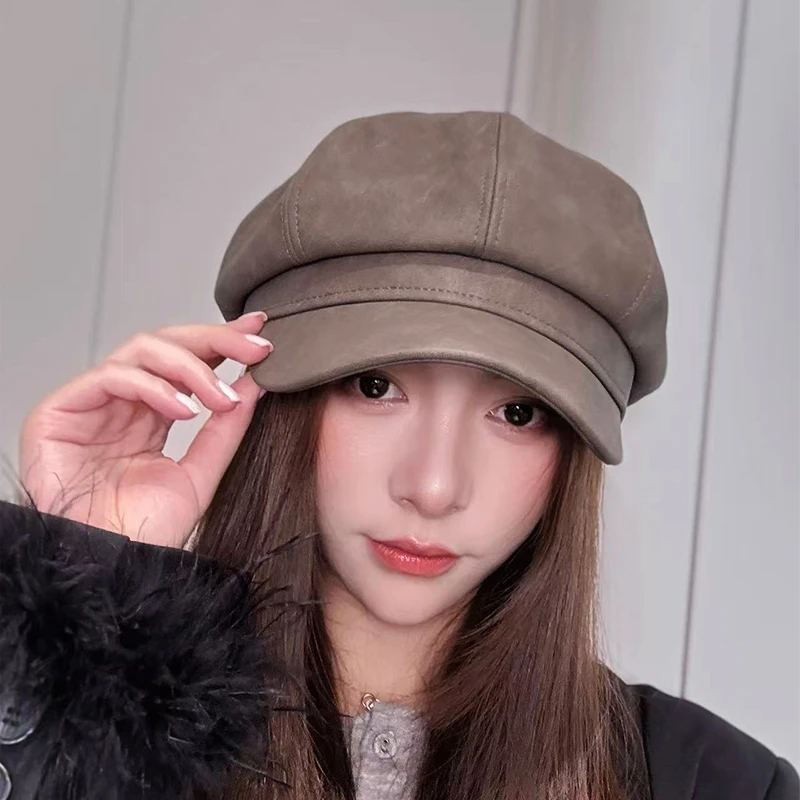 日系复古八角帽女款秋冬报童时尚百搭帽子文艺画家贝雷帽显脸小
