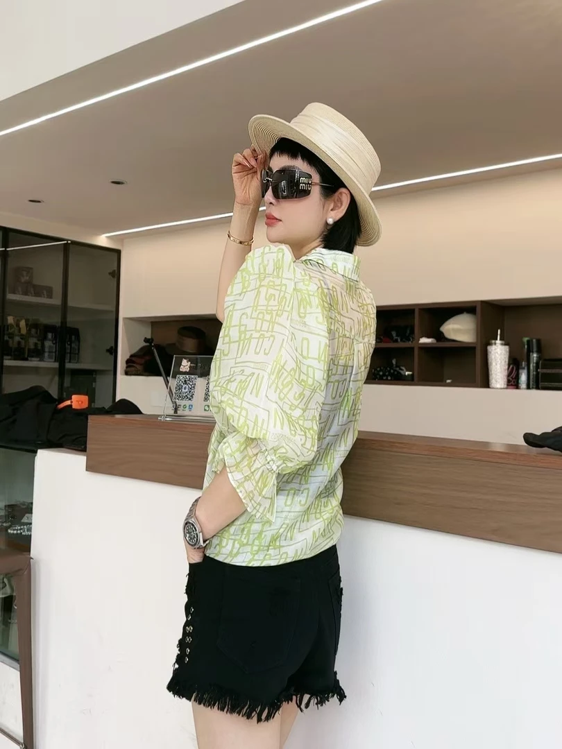 碎花春衬衫袖夏季秋季印花衬衫小众系带衬衣宽松洋气百搭休闲