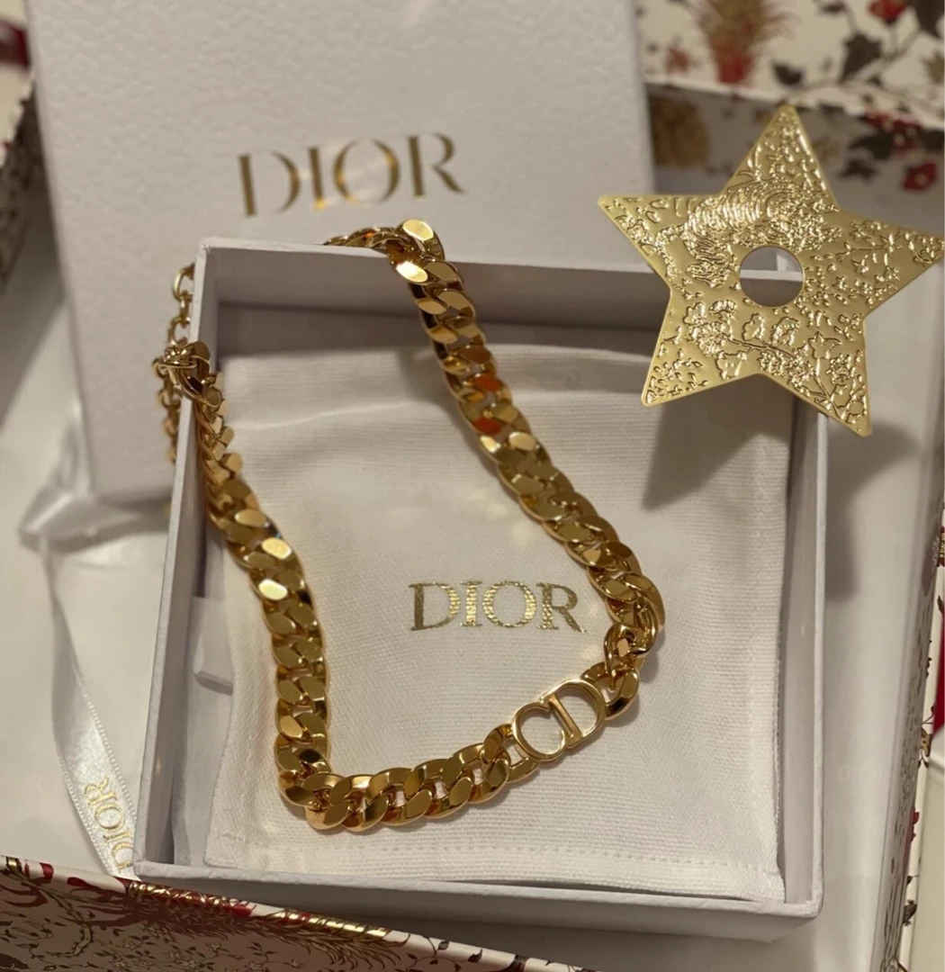 95新 DIOR/迪奥 金色CDlogo choker项链 9374436