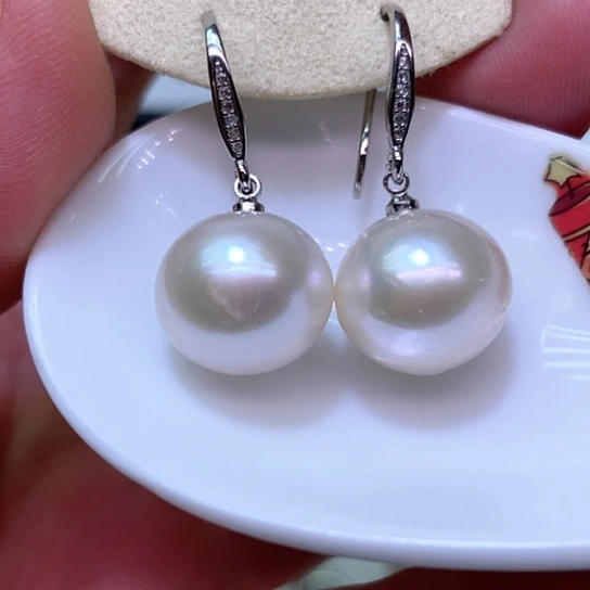 银S925镶嵌淡水珍珠耳饰