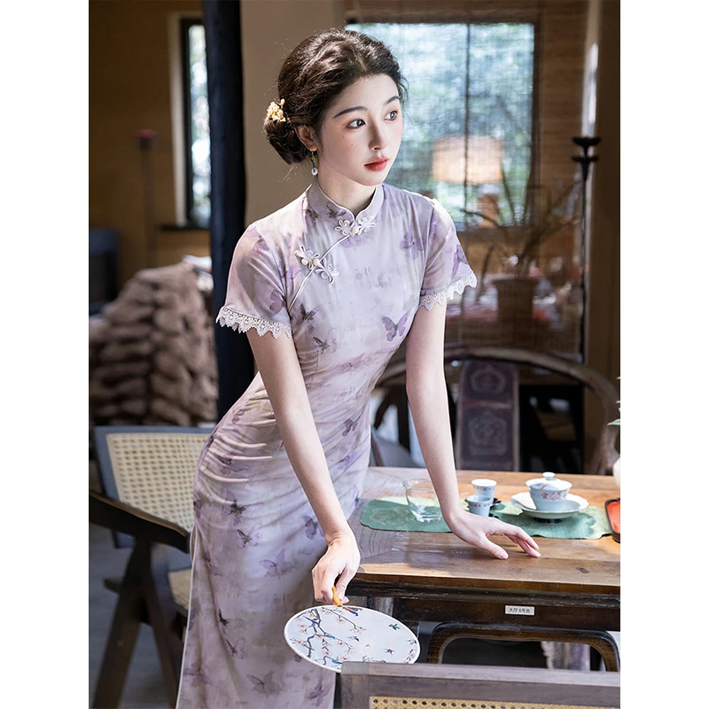 《仙子漂亮》中国风印花旗袍气质2025春夏新款新中式改良少女日常穿