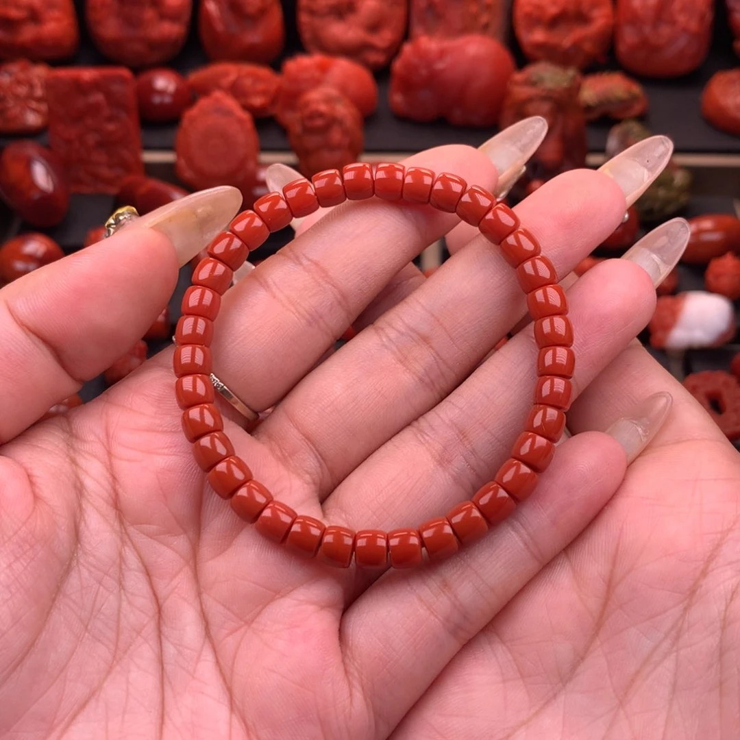南红玛瑙南红川料原矿直切手串6.2mm未镶嵌