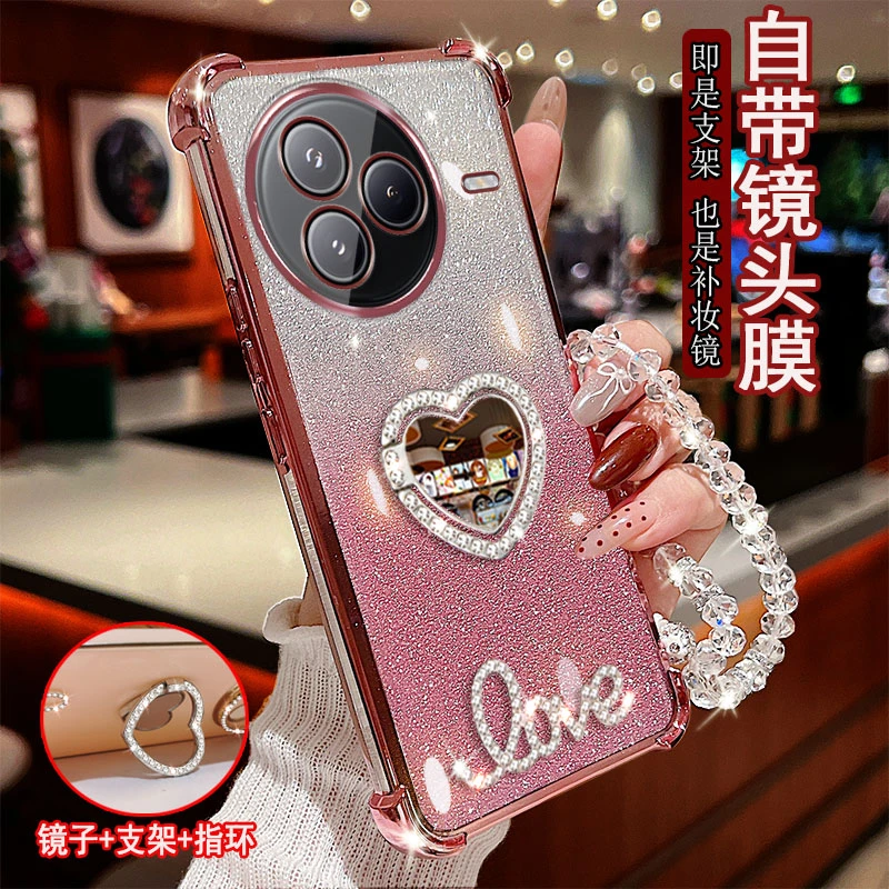 适用小米civi5pro手机壳镶钻指环支架防摔套镜头全包女款透明网红