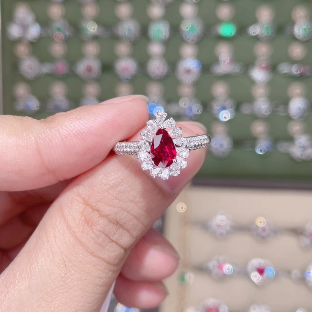 红宝石戒指18K金镶嵌1.03ct 无烧鸽血