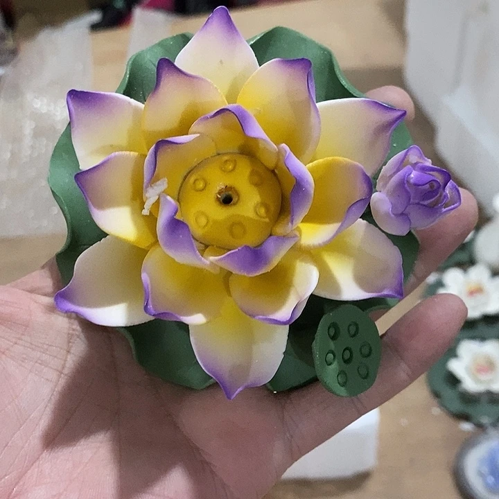 瓷片纯手工陶瓷花摆件瑕