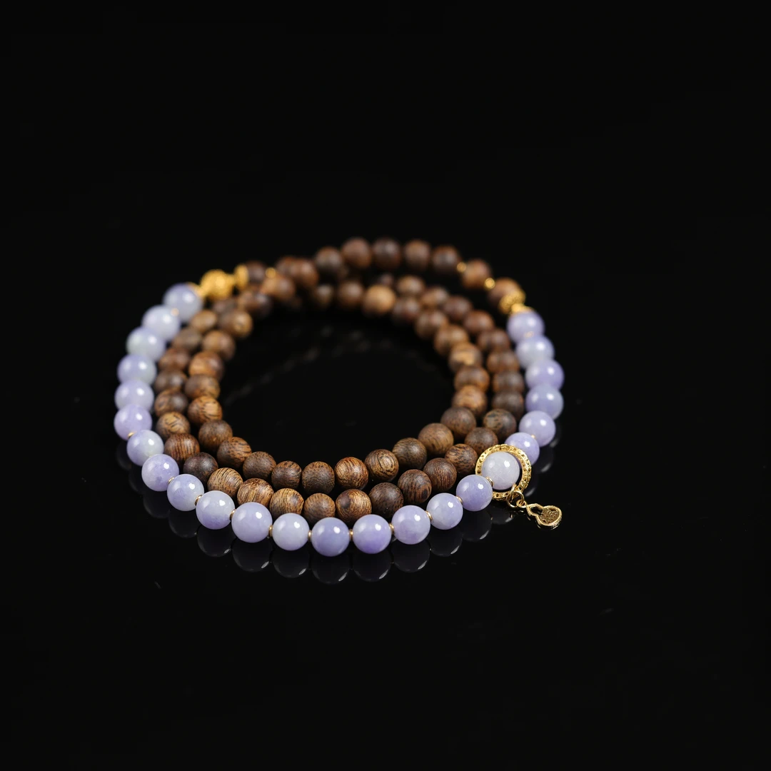 本真 | 沉香尔烟 | 严选精品浓紫翡翠棋楠沉香5mm+项链