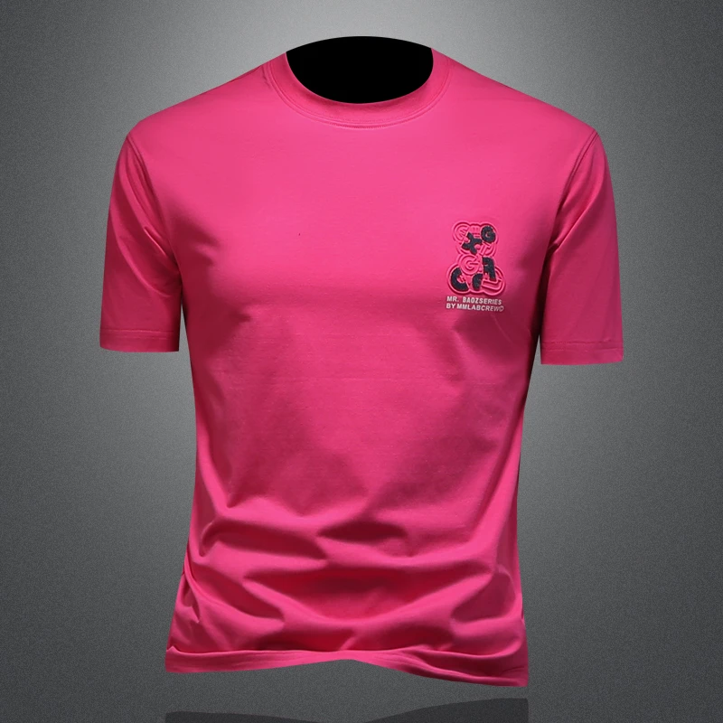 MLCRIYG男装休闲高档本命年红色圆领T恤丝光棉潮流男夏季短袖印花