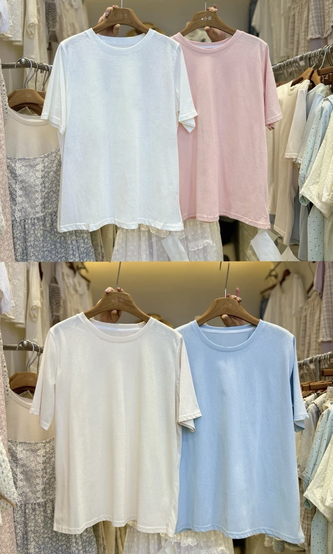 【璟衣服饰】夏季纯色圆领短袖宽松版短袖T恤Z1128