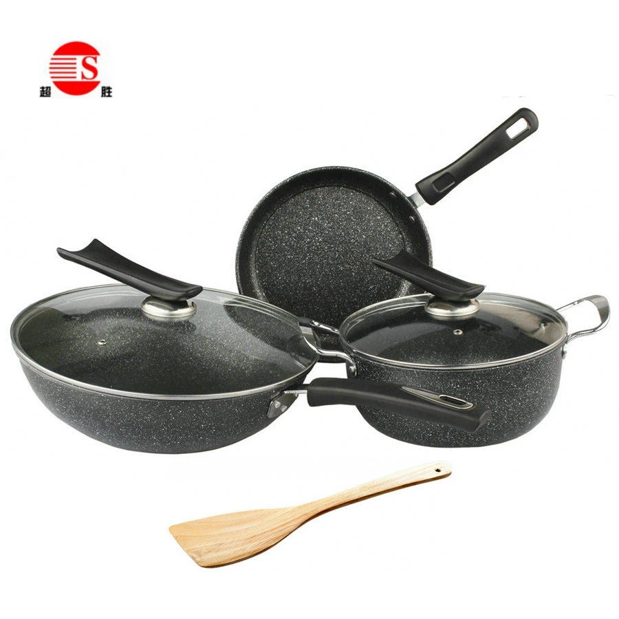 新疆包邮套装锅炒锅煎锅汤锅锅具不粘锅平底锅三件套家用套锅组合