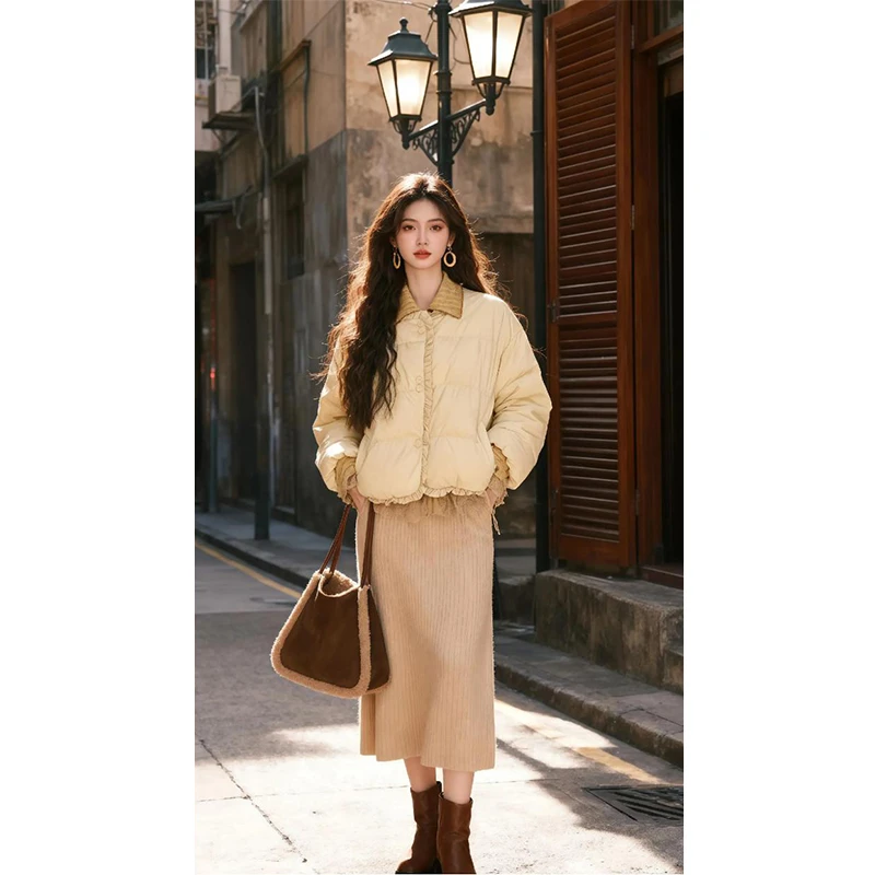 韩版时尚减龄单排多扣棉服女士2025冬季新款保暖潮流显瘦棉衣外套