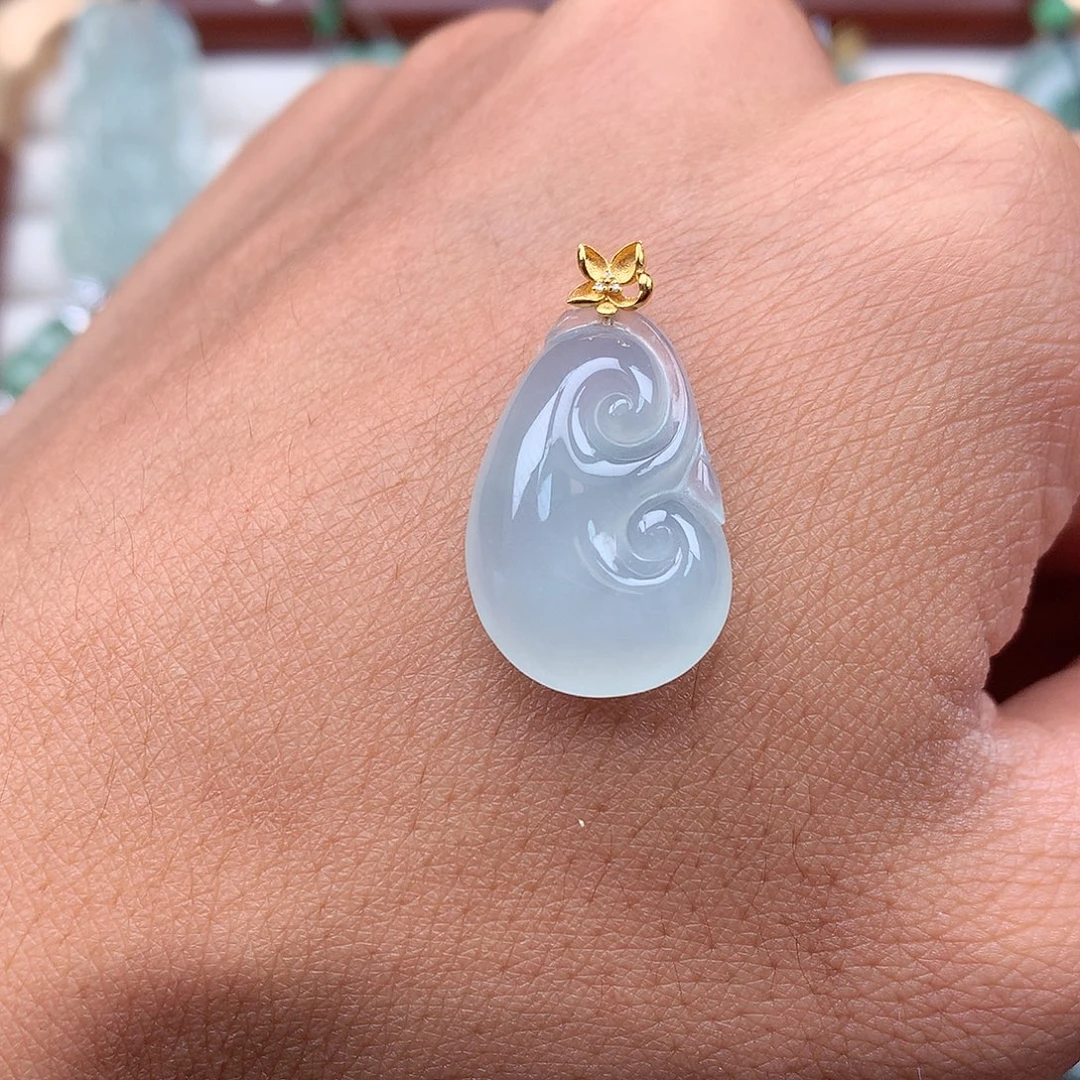 翡翠18K金镶嵌吊坠(不含链)