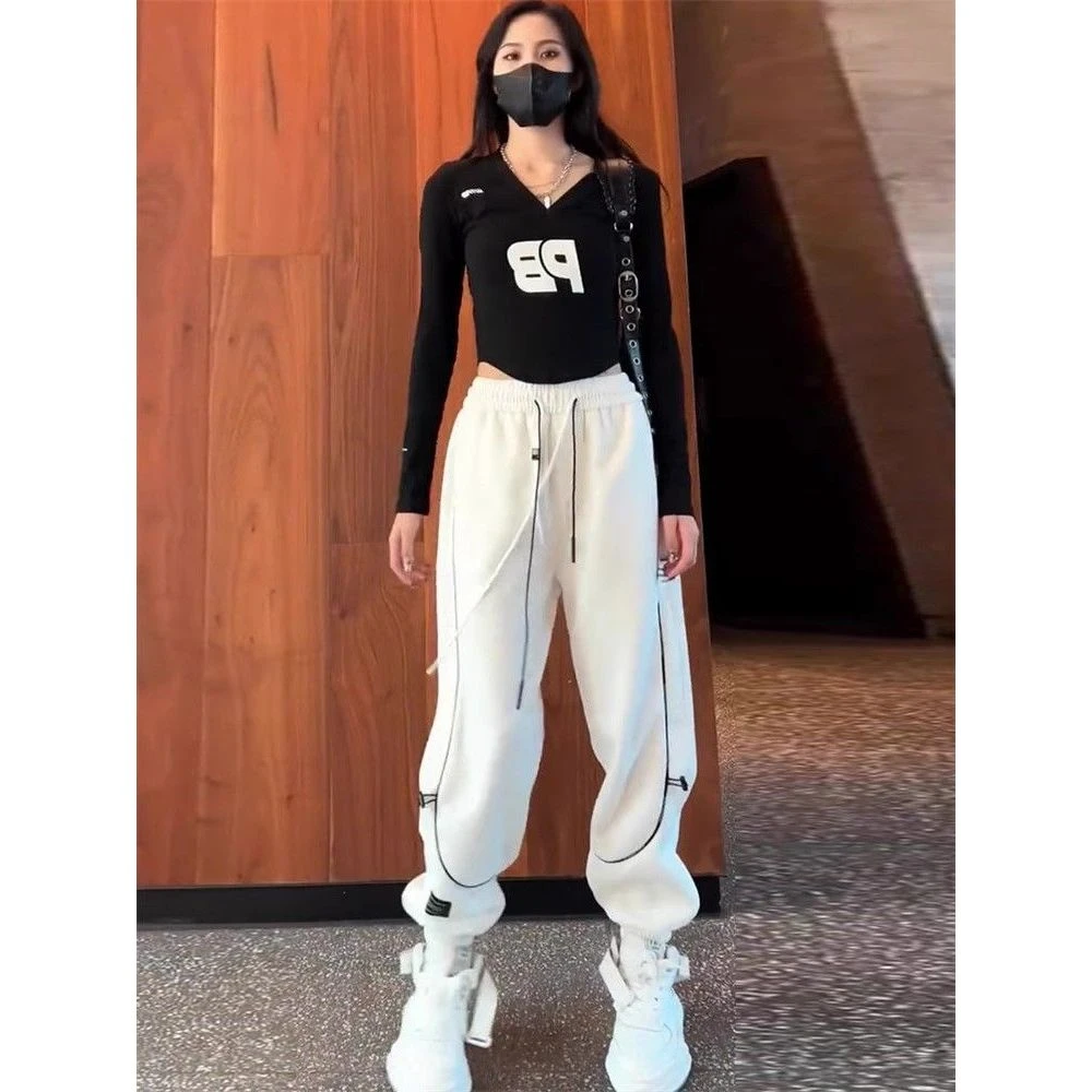 时尚高腰显瘦加绒卫裤女2025年秋冬新款时尚洋气裤束脚裤哈伦裤子