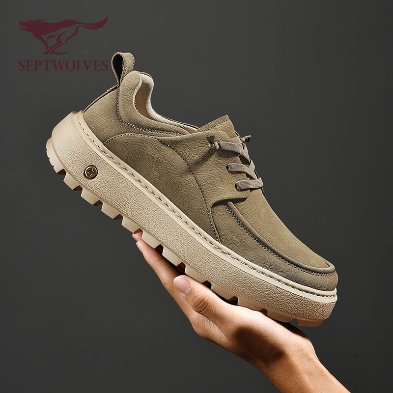 七匹狼正品男鞋秋冬新款复古百搭潮鞋男款内增高厚底耐磨休闲板鞋