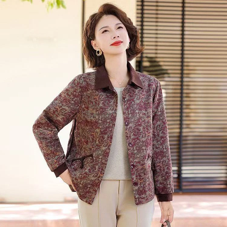 【丽姐家】秋款妈妈装外套长袖女士中老年女装花色女士上衣