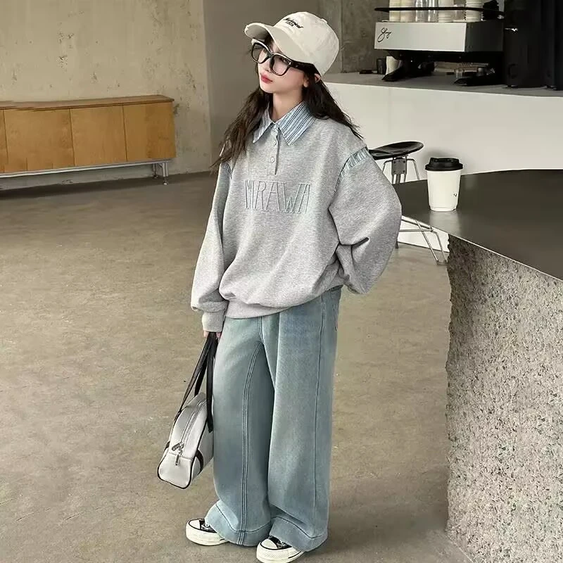 儿童秋季休闲宽松翻领卫衣