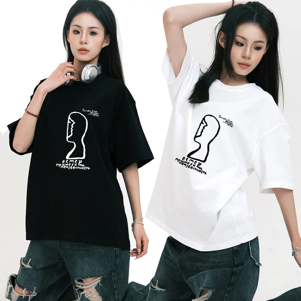 纯棉短袖t恤男士2025新款夏季设计感小众潮流ins宽松体恤上衣