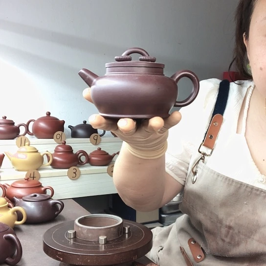 茶壶紫砂紫泥双圈壶