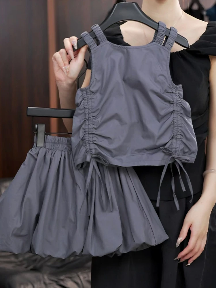 小女童超级好看夏装吊带花苞裤夏季2025新款儿童轻奢小众高端套装