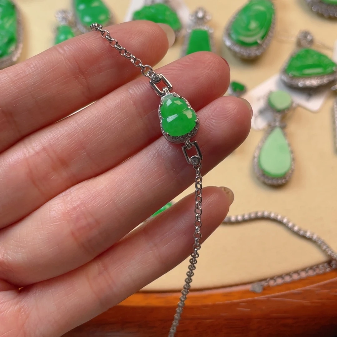 翡翠吊坠(不含链)银S925镶嵌手链