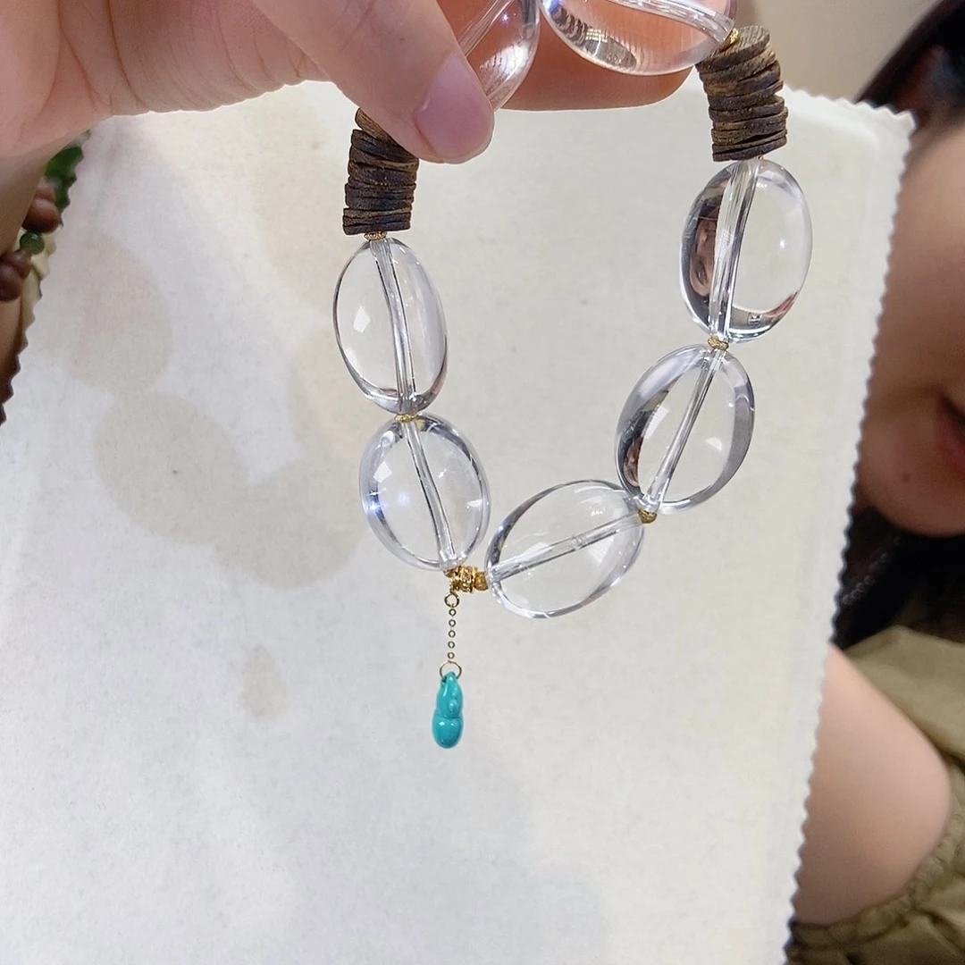 水晶手链18K金镶嵌设计款随形手串