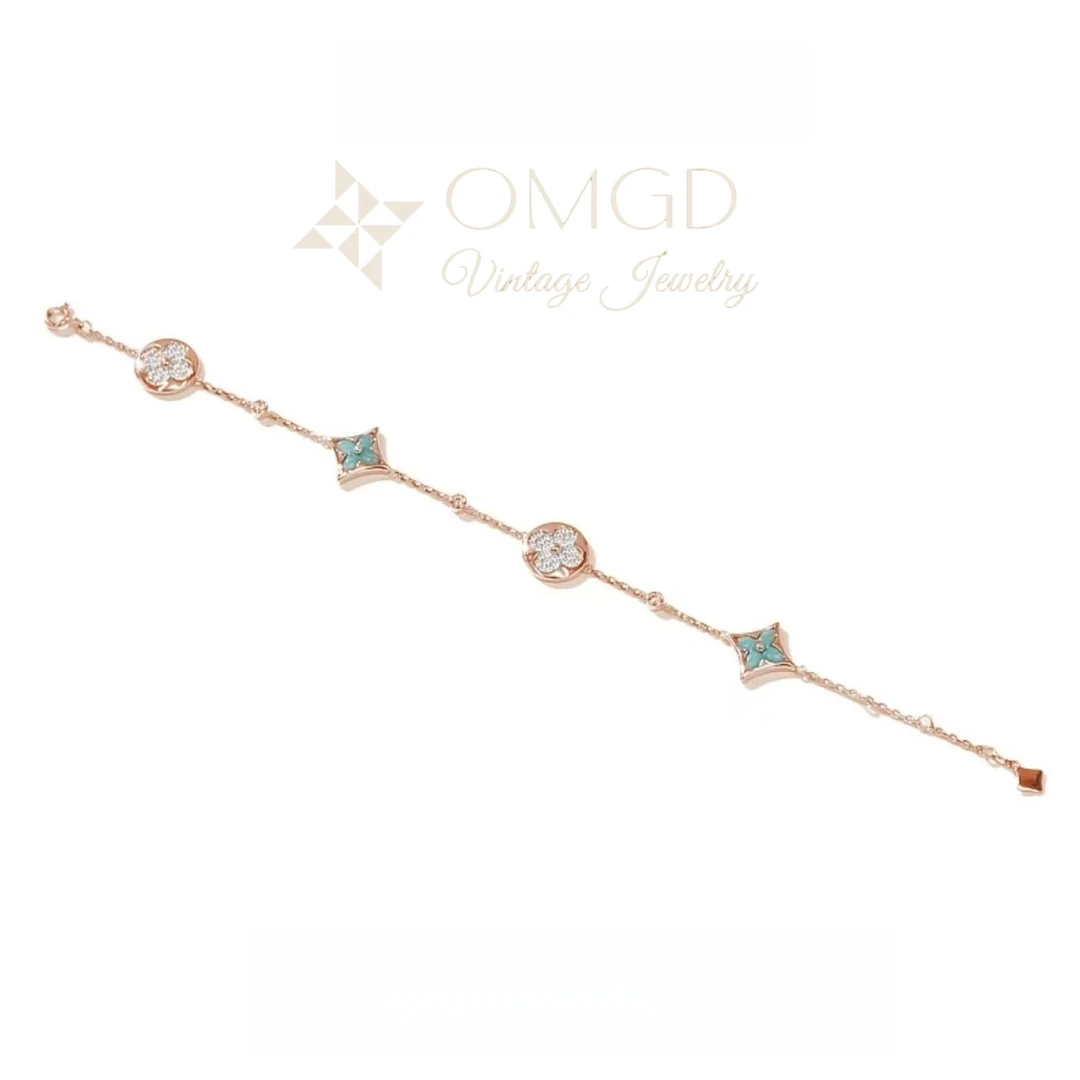 铜合金合成锆石手链 【A1080】四花手链 轻奢时尚设计款-L1