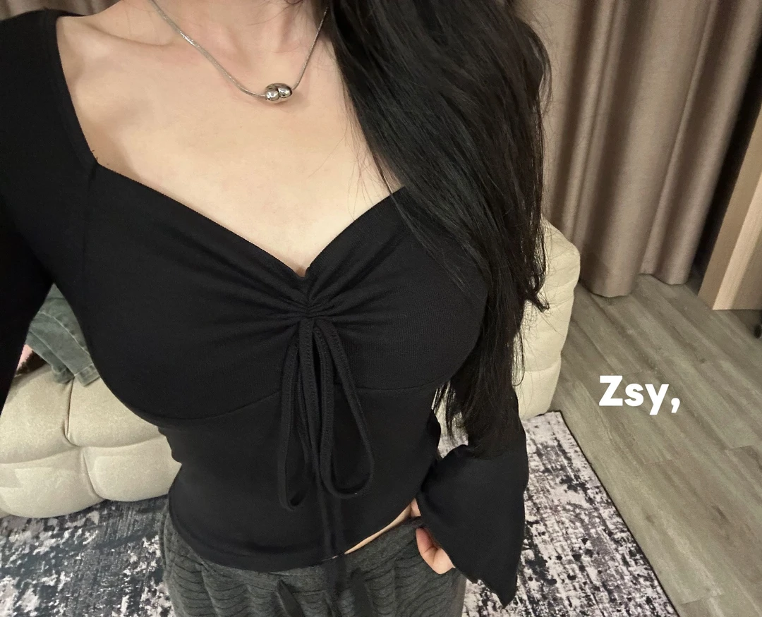 【张舒雅】自我定义 纯欲性感定制欲姐软糯磨毛上衣DY#91110