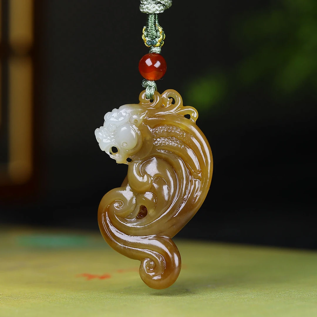 112023和田玉糖白玉瑞兽挂件